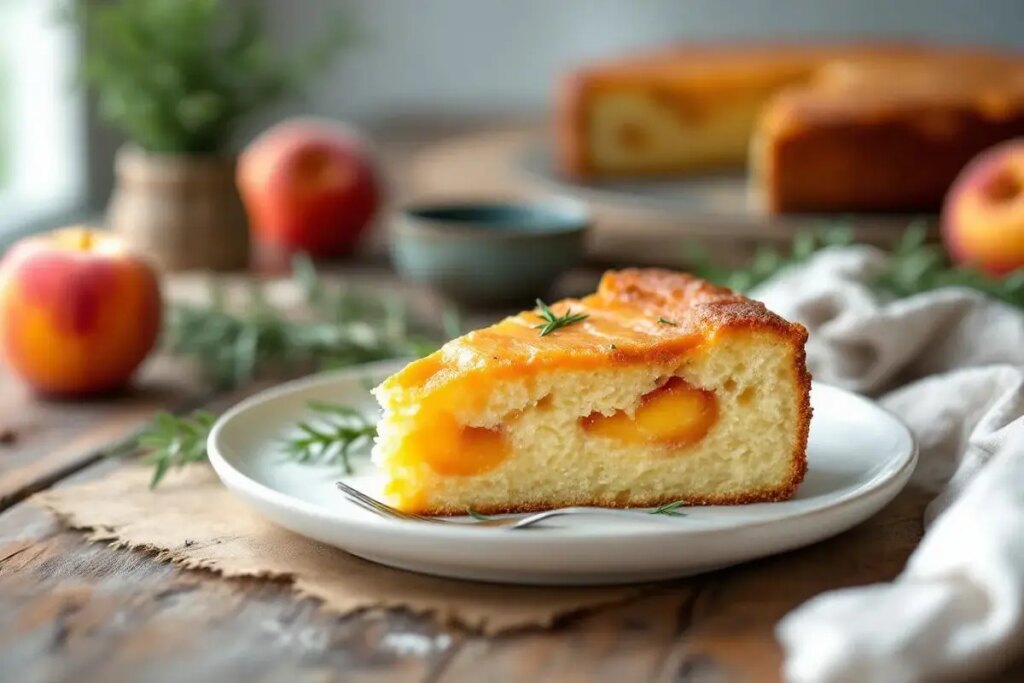 Ce gâteau pêche‑romarin sans beurre sent bon l’été du Sud : moelleux, aromatique, inratable.jpg