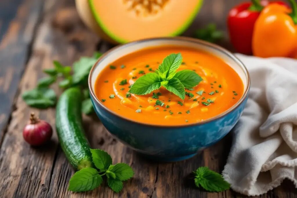 Le gaspacho melon‑piment doux ? Je ne m’en lasse pas, frais et subtil.jpg